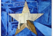 Georges Rousse, Santiago de Chili, aquarelle sur papier, 20,5 x 28 cm - 24 x 32 cm encadré