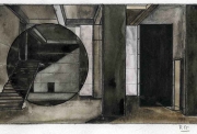 Georges Rousse, Projet 19 , Seoul, 2019, aquarelle sur papier, 10 x 18 cm