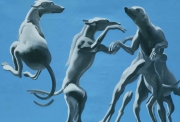 Henri CUECO - Troupes de chiens (1990-1993), Acrylique sur toile de lin, 200 x 400 cm