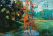 Olivier Masmonteil, Omara river, 2020, oil on canvas, 41 x 33 cm