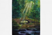 Olivier Masmonteil, le pont des amants, 2023 Huile sur bois 30 x 20 cm