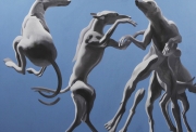 Les chiens qui sautent, 1994, acrylique sur toile, 130 x 162 cm