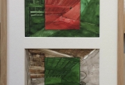 Georges Rousse, projet Bourgoin-Jallieu, 2011, aquarelle sur papier, 2 dessins 14 x 21 cm, courtesy galerie Claire Gastaud