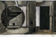 Georges Rousse, Projet 19 - Seoul, 2019, aquarelle sur papier, 10 x 18 cm