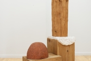 Roland Cognet, CLAIREGASTAUD Clf, vue d'exposition, érable strié, 2019, Redwood, cheddar, acrylic resin, 160 X 90 X 60cm