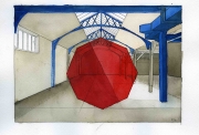 Galerie Claire Gastaud,Georges Rousse,  Projet 27, Ivry-Sur-Seine, 2019, Aquarelle sur papier, 20 x 28,8cm