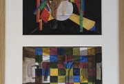 Georges Rousse, projet Selestat, 1999, aquarelle sur papier, 2 dessins 14 x 21 cm, courtesy galerie Claire Gastaud