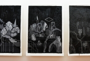 BOREAL, 2012, Encre de chine et acrylique su papier, 3x(110x80) cm