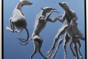Henri Cueco, Les chiens qui sautent, 1994, acrylique sur toile, 130 x 192 cm