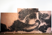 1.Delphine Gigoux Martin, Les bois brûlés 1 , 2019, fusain et gomme sur bois, ensemble 250 x120 cm 2