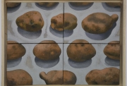 Henri Cueco, Pommes de terre, série séquences, 2006, acrylique sur toile, montage de 6 toiles 33 x 44 cm, courtesy galerie Claire Gastaud